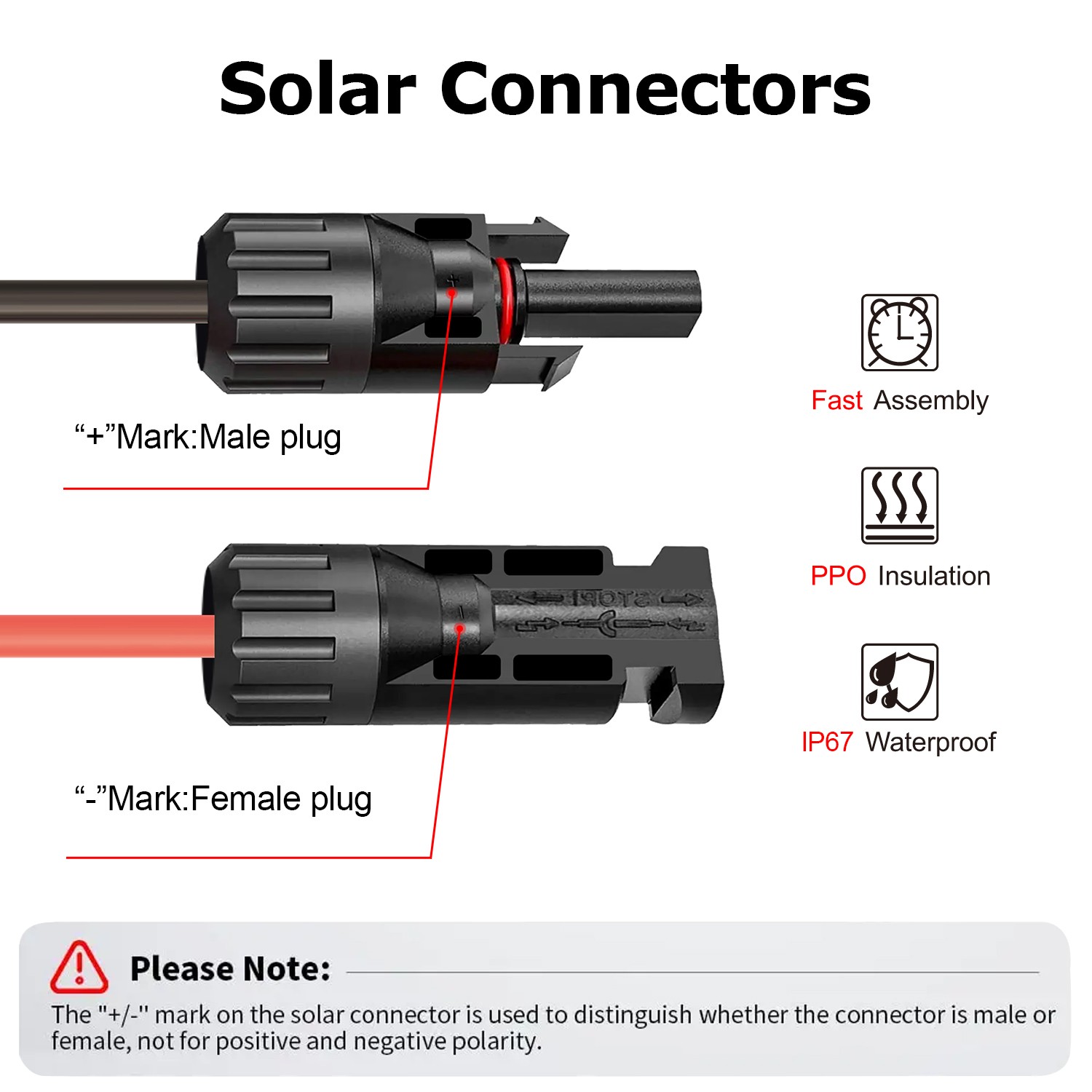 JYFT 12AWG Solar Connector to DC8mm Adapter Cable 3.3FT/1.0m